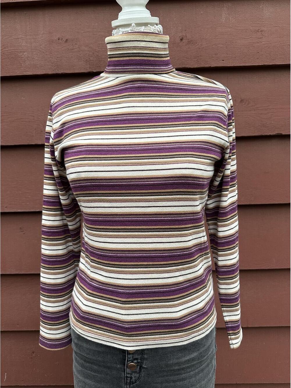 Bobbie Brooks Striped Turtleneck Long Sleeve Top